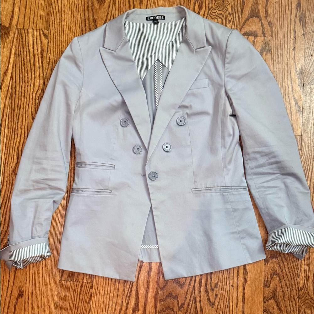 Express Gray Blazer with Striped Lining